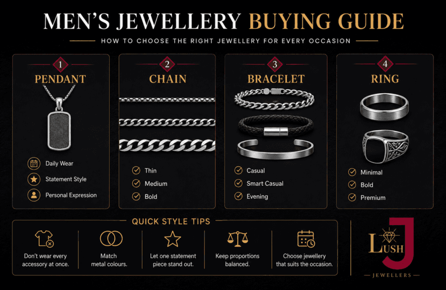 Mens Accessories Jewellery Guide infographics