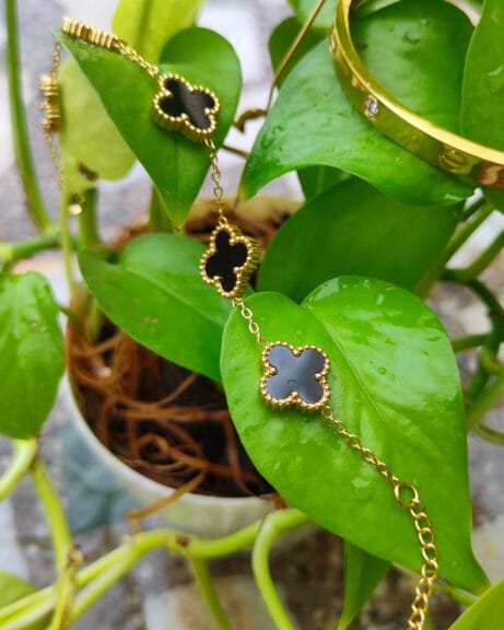 affordable jewellery india anti tarnish jewellery four leaf clover bracelet black