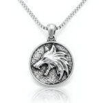 Mens accessories - Silver Pendant for Men with Stainless Steel Chain for Men Wolf Anime Fantasy Inspired LushJ